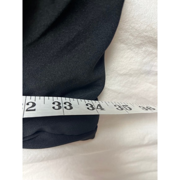 Ronny Kobo Renaldo Black Ruched Asymmetrical Drape Mock Neck Mini Dress L - Picture 7 of 9